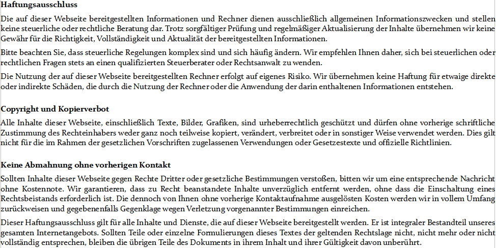 Ehegattensplitting-Steuerklasse-Haftungsausschluss